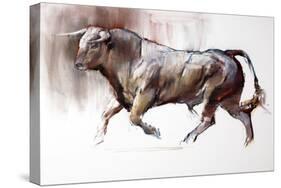 The White Bull, 2022, (charcoal and pastel on paper)-Mark Adlington-Stretched Canvas