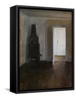 The White Door (Interior with the old stove), 1888 (oil on cavnas)-Vilhelm Hammershoi-Framed Stretched Canvas