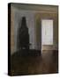 The White Door (Interior with the old stove), 1888 (oil on cavnas)-Vilhelm Hammershoi-Stretched Canvas