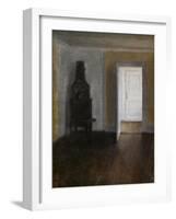 The White Door (Interior with the old stove), 1888 (oil on cavnas)-Vilhelm Hammershoi-Framed Giclee Print