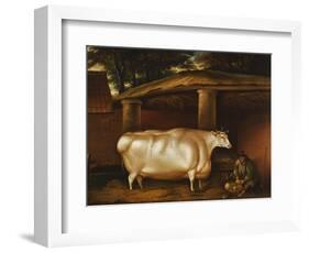 The White Heifer That Travelled, with a Man Slicing Turnips in a Stable Yard, 1811-Thomas Weaver-Framed Giclee Print