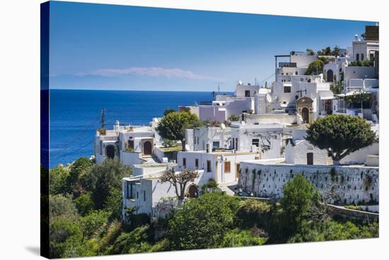 The White Houses of the Town of Lindos, Rhodes, Dodecanese Islands, Greek Islands, Greece, Europe-Michael Runkel-Stretched Canvas