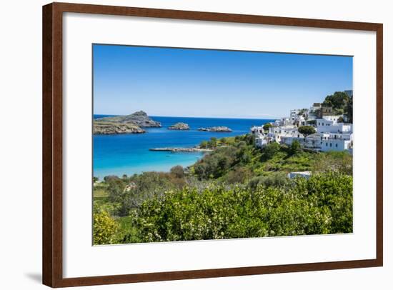 The White Houses of the Town of Lindos, Rhodes, Dodecanese Islands, Greek Islands, Greece, Europe-Michael Runkel-Framed Photographic Print