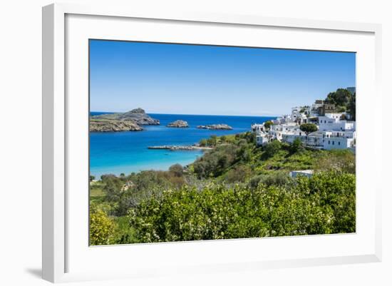 The White Houses of the Town of Lindos, Rhodes, Dodecanese Islands, Greek Islands, Greece, Europe-Michael Runkel-Framed Photographic Print