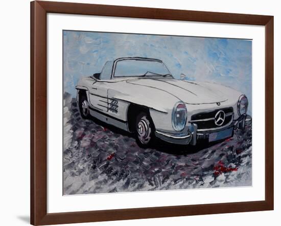 The White Mercedes SL 300 1957-Martina Bleichner-Framed Art Print