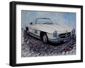 The White Mercedes SL 300 1957-Martina Bleichner-Framed Art Print