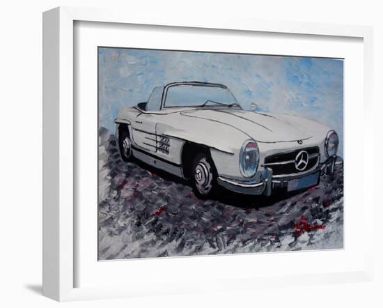 The White Mercedes SL 300 1957-Martina Bleichner-Framed Art Print