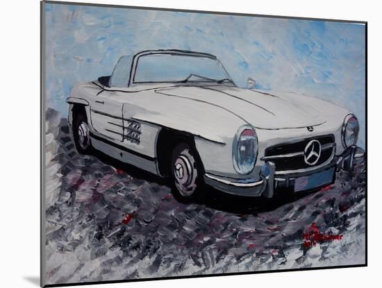 The White Mercedes SL 300 1957-Martina Bleichner-Mounted Art Print