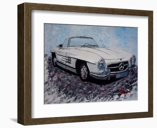 The White Mercedes SL 300 1957-Martina Bleichner-Framed Art Print