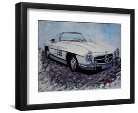 The White Mercedes SL 300 1957-Martina Bleichner-Framed Art Print