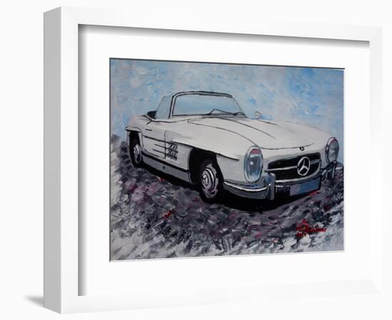 The White Mercedes SL 300 1957-Martina Bleichner-Framed Art Print