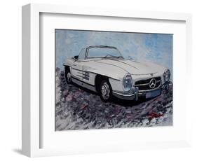 The White Mercedes SL 300 1957-Martina Bleichner-Framed Art Print