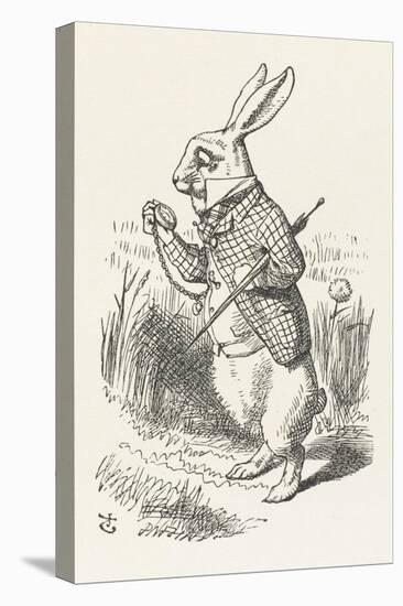 The White Rabbit Checks His Watch-John Tenniel-Stretched Canvas