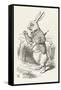 The White Rabbit Checks His Watch-John Tenniel-Framed Stretched Canvas