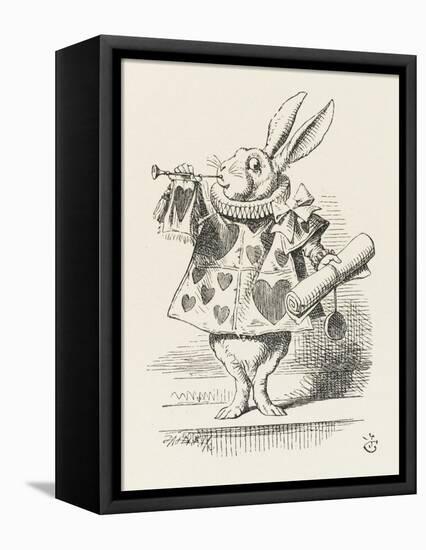 The White Rabbit in Herald's Costume-John Tenniel-Framed Stretched Canvas