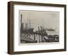 The White Star Rms Germanic, Lying at Liverpool Landing-Stage, Outward Bound for New York-null-Framed Giclee Print