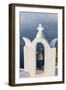 The White Steeple of the Church and the Blue Aegean Sea as Symbols of Greece, Oia, Santorini-Roberto Moiola-Framed Photographic Print