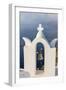 The White Steeple of the Church and the Blue Aegean Sea as Symbols of Greece, Oia, Santorini-Roberto Moiola-Framed Photographic Print