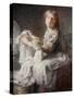 The White Swan Grace and Kit pastel and black crayon-William Orpen-Stretched Canvas