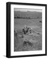 The Whole Family of Farmers Harvesting Wheat in Field-Dmitri Kessel-Framed Photographic Print