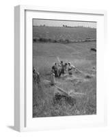 The Whole Family of Farmers Harvesting Wheat in Field-Dmitri Kessel-Framed Photographic Print