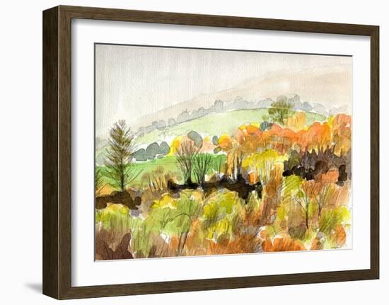 The Whole Mountainside is Ablaze in Scarlet-Tinged Autumn Leaves, Glorious Autumn in Yatsugatake-Kenji Fujimura-Framed Art Print