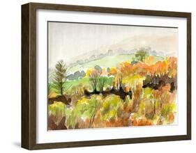 The Whole Mountainside is Ablaze in Scarlet-Tinged Autumn Leaves, Glorious Autumn in Yatsugatake-Kenji Fujimura-Framed Art Print