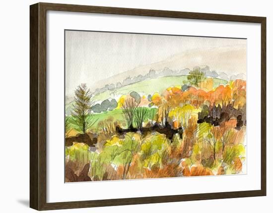 The Whole Mountainside is Ablaze in Scarlet-Tinged Autumn Leaves, Glorious Autumn in Yatsugatake-Kenji Fujimura-Framed Art Print