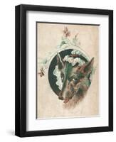 The Wicked Wolf Wearing Red Riding Hood's Grandmother's Nightcap: a Rather Unconvincing Disguise!-null-Framed Art Print