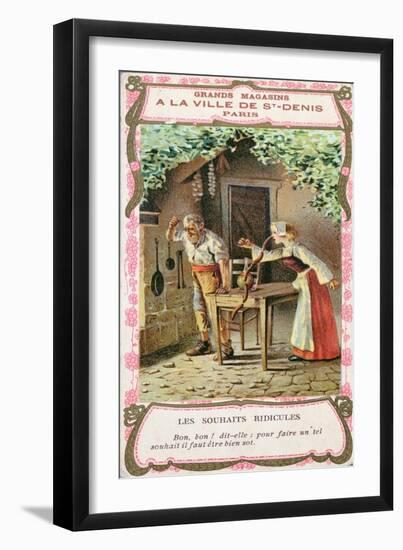 The Wife with the Sausage Nose of the Perrault Fairy Tale 'The Three Wishes' (Les Trois Souhaits)-null-Framed Premium Giclee Print