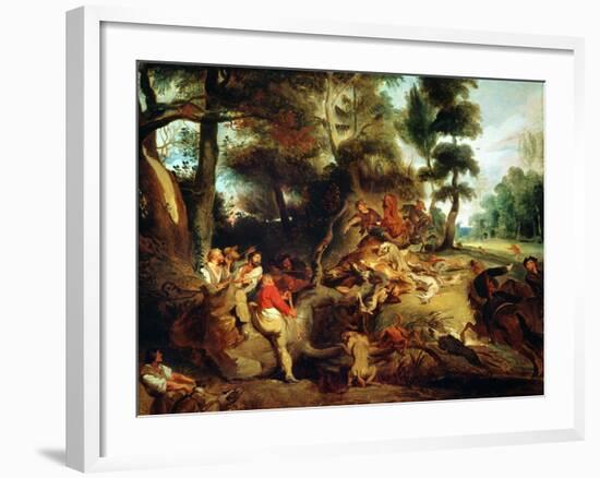 The Wild Boar Hunt, after a Painting by Rubens, circa 1840-50-Eugene Delacroix-Framed Giclee Print