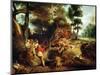 The Wild Boar Hunt, after a Painting by Rubens, circa 1840-50-Eugene Delacroix-Mounted Giclee Print