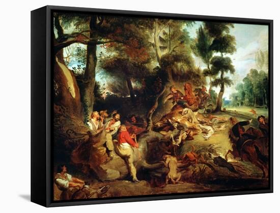 The Wild Boar Hunt, after a Painting by Rubens, circa 1840-50-Eugene Delacroix-Framed Stretched Canvas