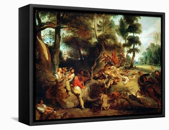 The Wild Boar Hunt, after a Painting by Rubens, circa 1840-50-Eugene Delacroix-Framed Stretched Canvas