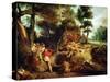 The Wild Boar Hunt, after a Painting by Rubens, circa 1840-50-Eugene Delacroix-Stretched Canvas