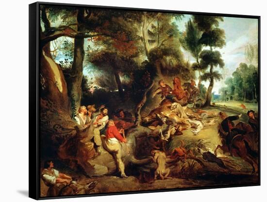The Wild Boar Hunt, after a Painting by Rubens, circa 1840-50-Eugene Delacroix-Framed Stretched Canvas