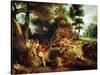 The Wild Boar Hunt, after a Painting by Rubens, circa 1840-50-Eugene Delacroix-Stretched Canvas