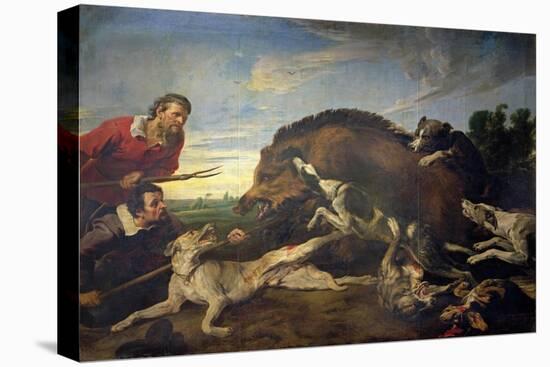The Wild Boar Hunt, c.1640-Frans Snyders Or Snijders-Stretched Canvas