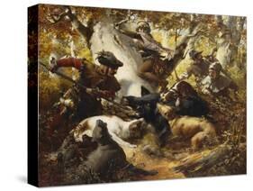 The Wild Boar Hunt-Ferdinand Wagner-Stretched Canvas