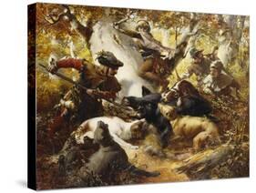 The Wild Boar Hunt-Ferdinand Wagner-Stretched Canvas