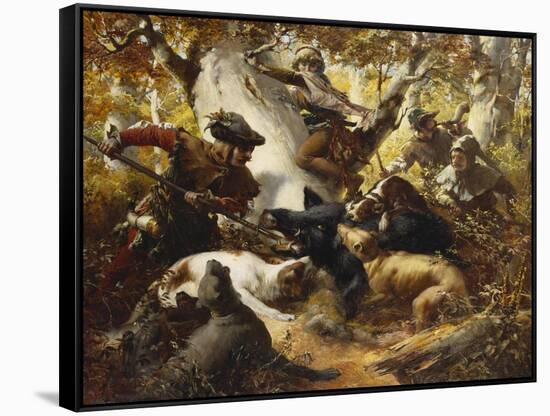 The Wild Boar Hunt-Ferdinand Wagner-Framed Stretched Canvas