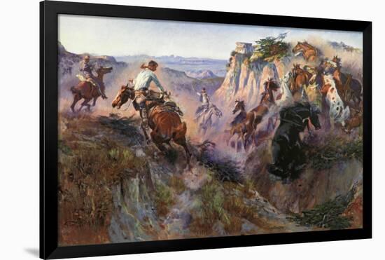 The Wild Horse Hunters-Charles Marion Russell-Framed Art Print