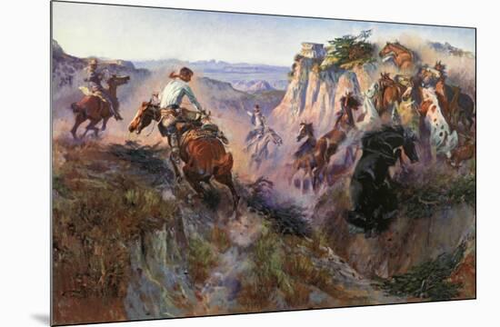 The Wild Horse Hunters-Charles Marion Russell-Mounted Art Print