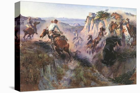 The Wild Horse Hunters-Charles Marion Russell-Stretched Canvas