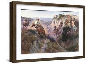 The Wild Horse Hunters-Charles Marion Russell-Framed Premium Giclee Print