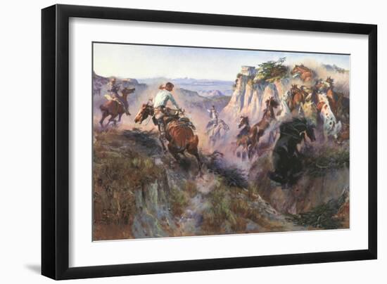 The Wild Horse Hunters-Charles Marion Russell-Framed Premium Giclee Print