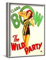 THE WILD PARTY, Clara Bow on window card, 1929.-null-Framed Art Print