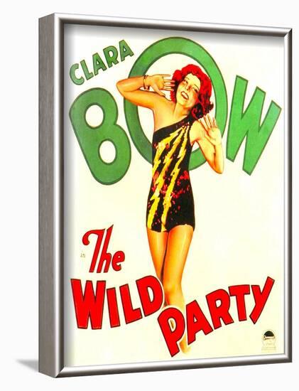 THE WILD PARTY, Clara Bow on window card, 1929.-null-Framed Art Print