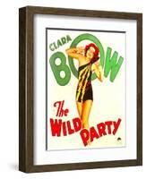 THE WILD PARTY, Clara Bow on window card, 1929.-null-Framed Art Print