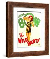 THE WILD PARTY, Clara Bow on window card, 1929.-null-Framed Art Print